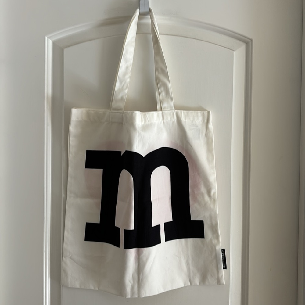 EUC Marimekko white black white cotton tote with heart and logo